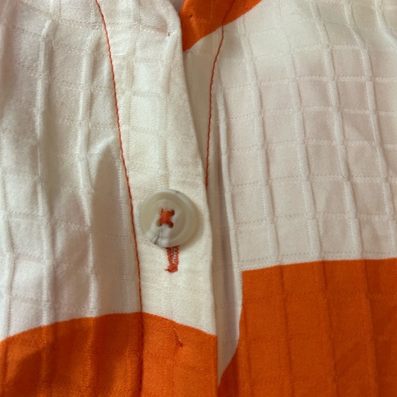 ANTHROPOLOGIE Tiered Buttondown Maxi Dress Orange Motif L - Picture 15 of 16